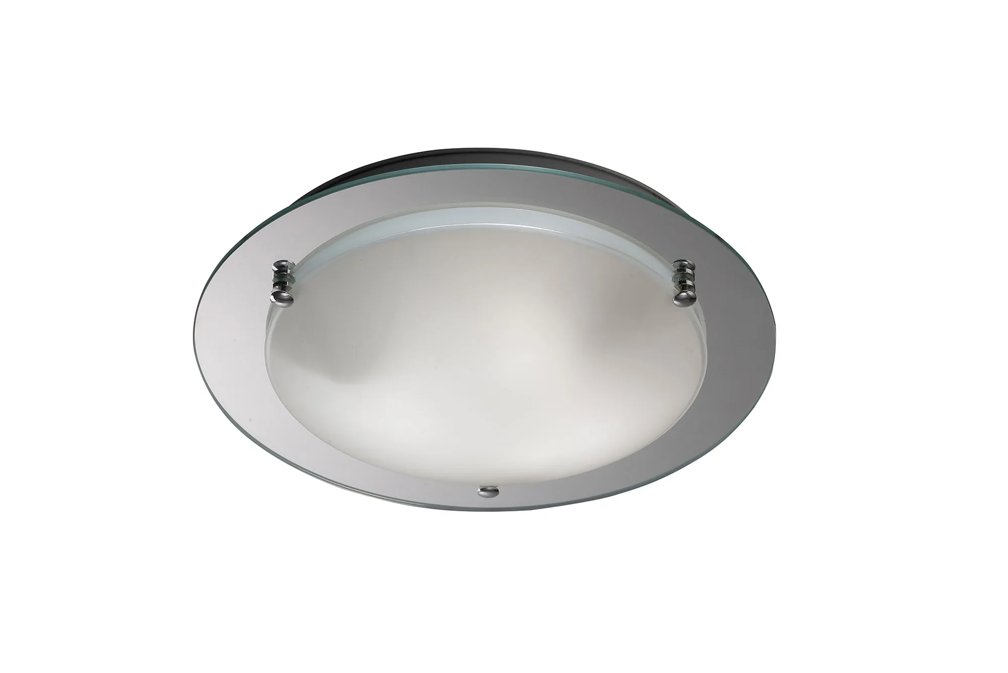 D0015  Brooklyn Glass Round Flush Ceiling 40cm 3 Light Polished Chrome